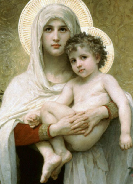 Impressão em tela de pintura a óleo da Virgem Maria e da criança de Madonna